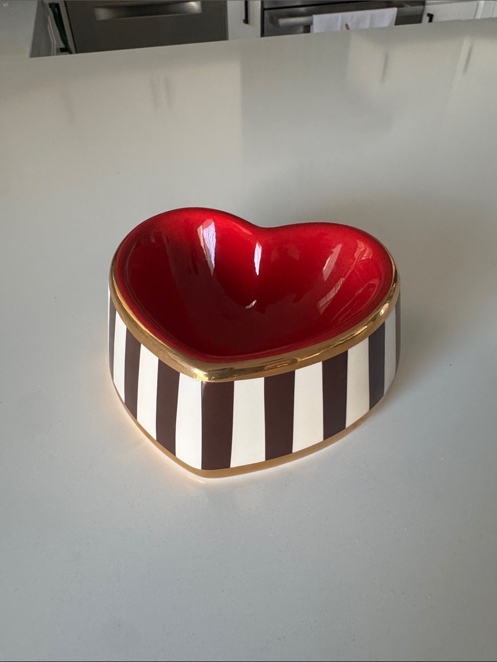 RARE Henri Bendel Red Heart Ceramic Pet Dish